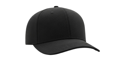 Black baseball cap isolated view detailed texture isolated on transparent background