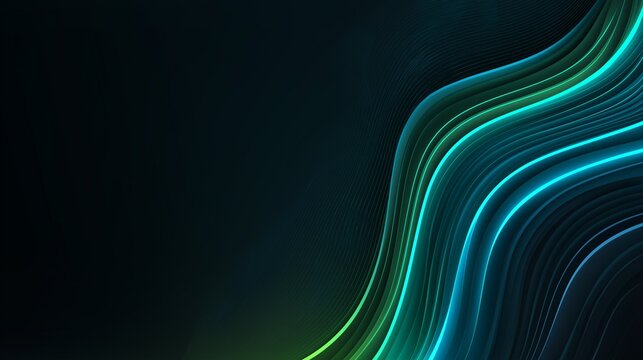 Dark Abstract Background with Glowing Neon Waves