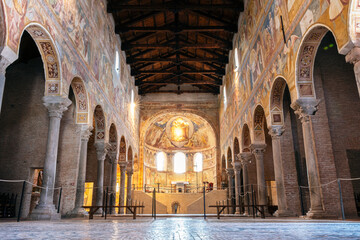 Naklejka premium Interior of the Church of Santa Maria at Pomposa Abbey in Italy