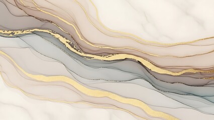 Luxury Gold Fluid Art Abstract Background. Elegant Alcohol Ink Texture with Neutral Tones.