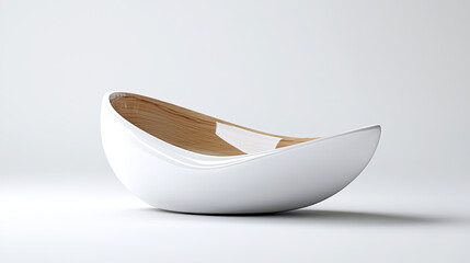 Modern and elegant bowl featuring sleek white exterior and natural wood interior, perfect for contemporary decor