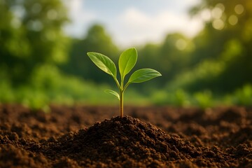 Organic Awakening: Young Plant in Earth&rsquo;s Embrace