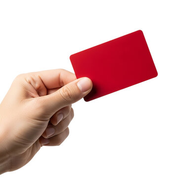 PNG of A hand holding a vibrant red card, symbolizing various contexts like loyalty programs or access passes.