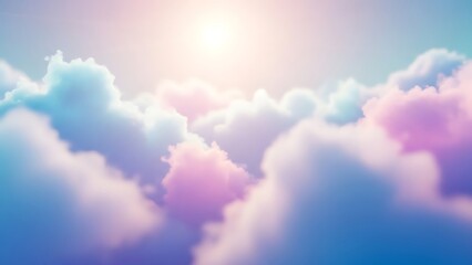 Ethereal Pastel Sky Dreamy Clouds Pink Blue Purple Hues Divine Light Background.