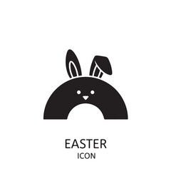 Fototapeta premium Easter Bunny Icon in Simple Minimalist Style with Black Color on White Background for Holiday Design