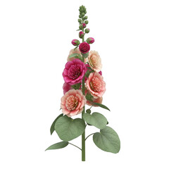 Elegant bunch of roses and delphiniums with green leaves blooming vividly