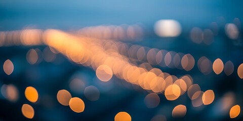 Blurred city lights create a warm abstract bokeh effect at night