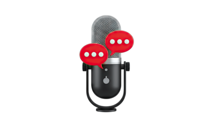 Microphone with Speech Bubbles - Podcast Communication Concept