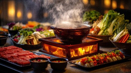 Hot Pot Dining Experience with Fresh Ingredients and Savory Broth
