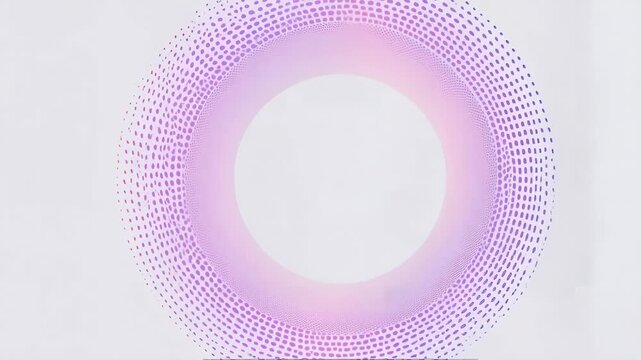 A layered circular form, a dotted pattern, and white background