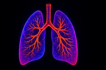 Abstract colorful medical illustration of human lungs and bronchial tree