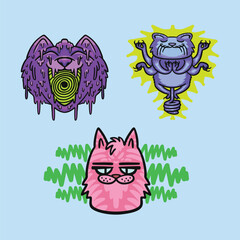 trippy cat pack design vector style for brand needs