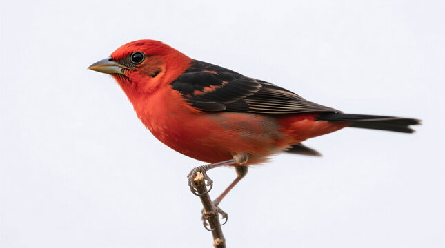scarlet tanager bird isolated on white background