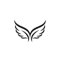 Obraz premium Stylized wing icon in minimalist design with black color on white background for branding