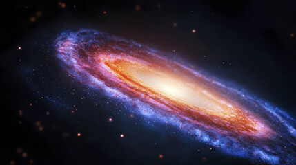 Fototapeta premium Stunning cosmic scene featuring spiral galaxy with vibrant colors and swirling stars, evoking sense of wonder and exploration