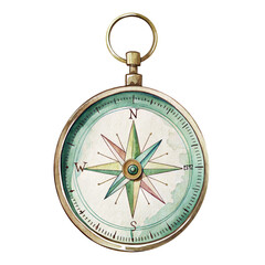 Vintage watercolor explorer compass illustration for safari adventure and travel themed designs © ThemeRage