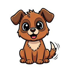 Obraz premium Cute cartoon puppy dog with big eyes isolated on transparent background