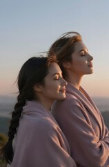 young couple at sunset