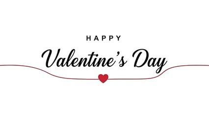 Happy Valentines Day Text with Heart and Red Line Keywords: Valentines Day, happy, text