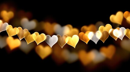 Colorful hanging hearts create a warm and festive atmosphere in a cozy indoor setting at night