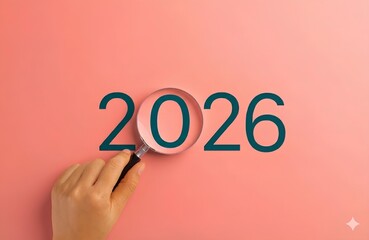 Fototapeta premium 2026 Business Trends Concept with Magnifying Glass