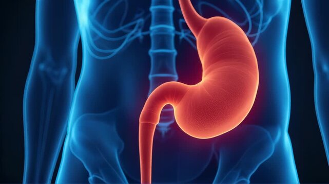 Video Anatomical of a human stomach exposing its inner layers, useful for medical and educational purposes