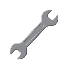 Grey Metal Wrench on White Background