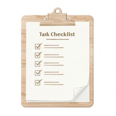 Beige Task Checklist on Wooden Clipboard