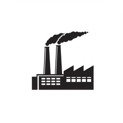 Black and White Industrial Factory Silhouette