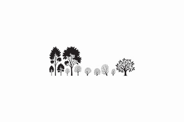 White Ash tree vector silhouettes black image.