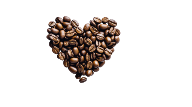 Coffee Bean Heart on Transparent Background - Powered by Adobe