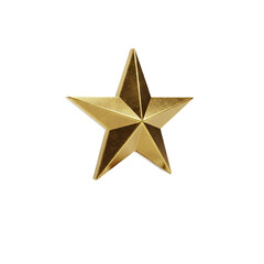 Obraz premium Golden five pointed star isolated on transparent background
