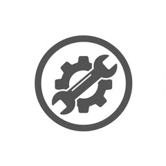 Grey Wrench and Gear Icon in a Circle