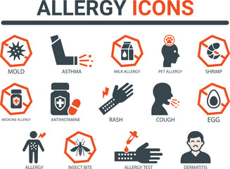 Essential Allergy Icons Set for Medical and Healthcare Design