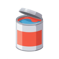 Opened Paint Can with Red and Blue Paint