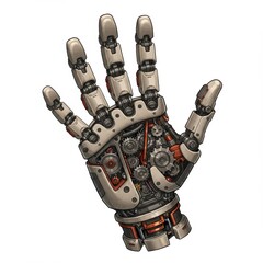 Detailed Robotic Hand Illustration