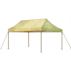 Two-toned Green and Yellow Pop Up Tent Illustration