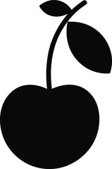 Cherry silhouette illustration, twin fruit icon, black food sketch, healthy eating symbol, minimalist fruit design, stylized produce graphic