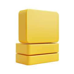 Yellow Rectangular Blocks Stacked. Minimalist Design And Modern Aesthetic Isolated On Transparent Background