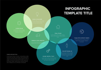 Modern Circular Overlay Infographic Template with 7 Data Elements