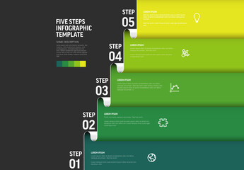Five Steps Infographic Template with Gradient Green Design