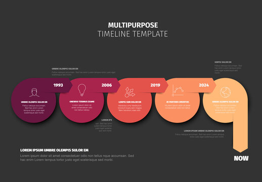 Multipurpose Horizontal Dark Infographic Timeline Design Element