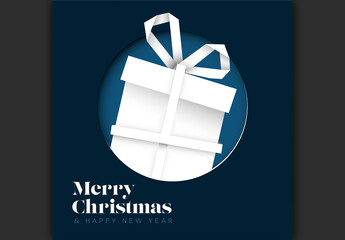 Merry Christmas and Happy New Year Gift Box Card