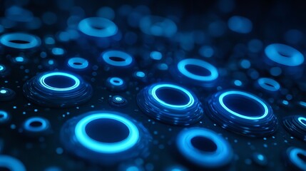 Abstract blue background featuring a macro pattern of clear water drops and transparent bubbles on a wet liquid surface with light reflections for a clean aqua nature wallpaper