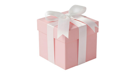 Obraz premium Pink Gift Box with Soft White Ribbon and Bow