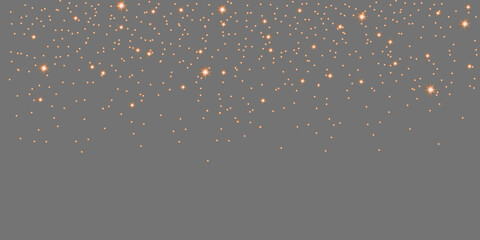 Png golden lights. Gold glitter light banner. Magic dust background. Star particle bg. Christmas Holiday golden confetti. Fairy bulb. Glow shine bokeh. Winter Celebration frame.