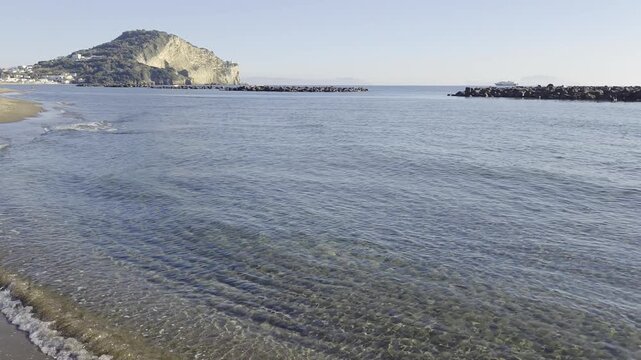 The sandy beach of Bacoli, a small town in the province of Naples Italy.