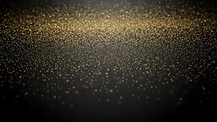 Abstract background of shimmering golden glitter particles on a dark surface