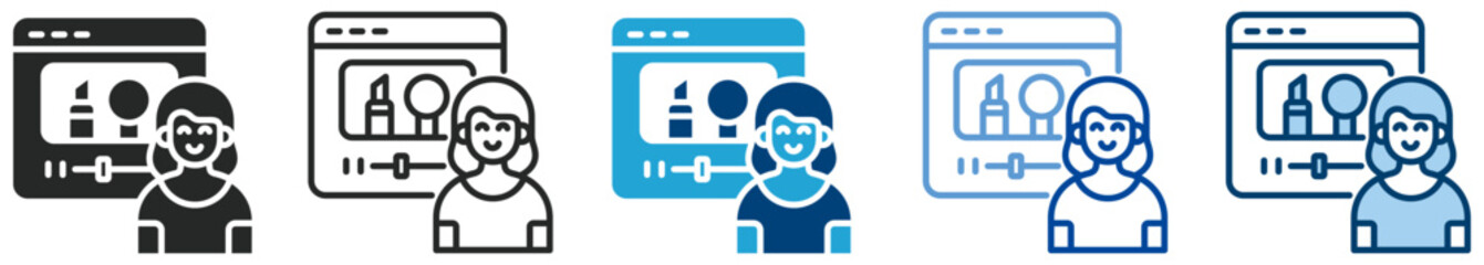 Beauty blogger icon set multi style icon set collection vector illustration