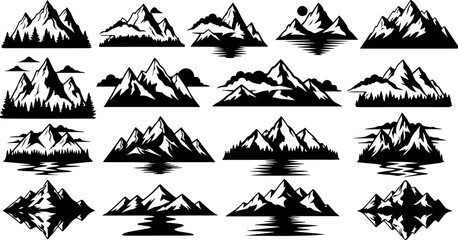 Naklejka premium Mountain Silhouette Bundle | Wilderness Landscape SVG Pack